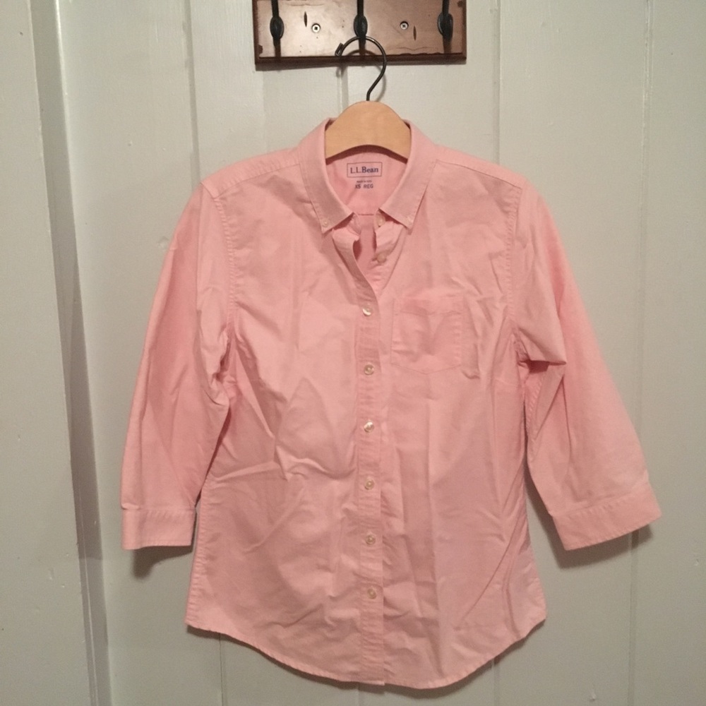 L.L. Bean light pink collared button down shirt